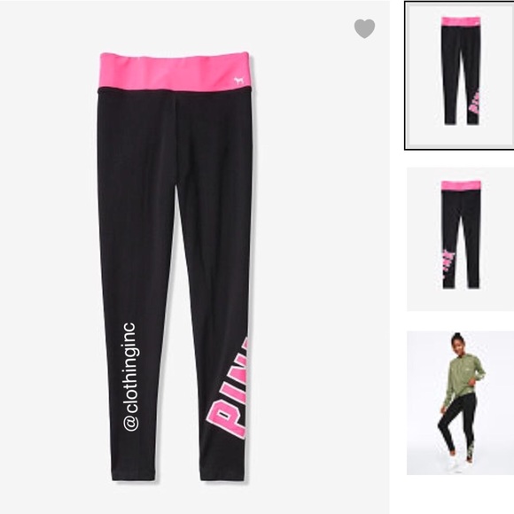 VS Pink Logo Black & Pink Leggings New in Package